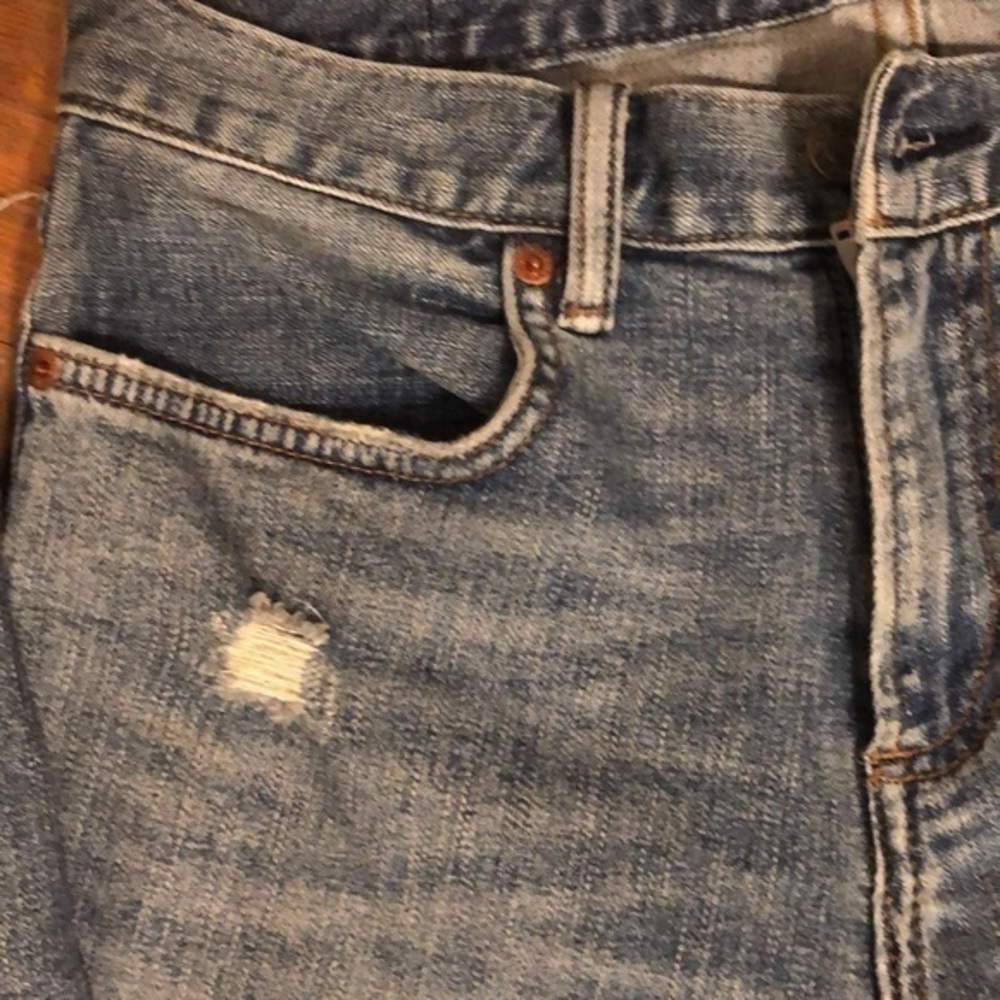 Gap 1969 medium wash raw hem high waist distressed Skinny jeans size 28 - Picture 6 of 14